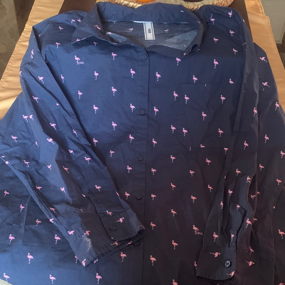 New Pink button up flamingo shirt xl